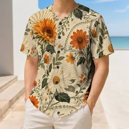 Rustic Sunflower And White Daisy Florals For Autumn Game Day And Garden Lovers Style Baseball Jersey