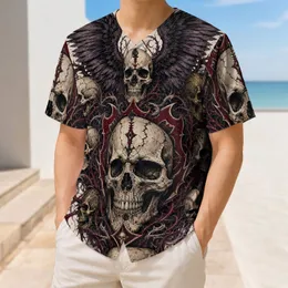 Gothic Raven Wing Skull Totem for Dark Streetwear, Concerts and Halloween Outfits Baseball Jersey