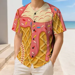 Retro Ice Cream Waffle Cone Candy Sprinkles For Summer Parties, Games And Dessert Lovers Baseball Jersey