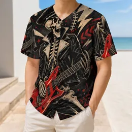 Skeleton Guitarist Punk Rock Concert Style For Music Fans And Rebel Streetwear Looks Baseball Jersey
