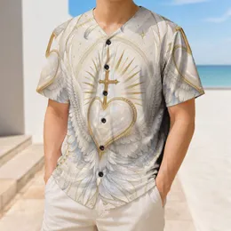 Sacred Heart Angel Wings Celestial Crest For Faith Gatherings And Everyday Style Baseball Jersey