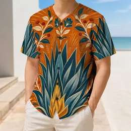 Symmetrical Agave Floral Vintage Tropical Game Day Style For Men And Women Fans Baseball Jersey