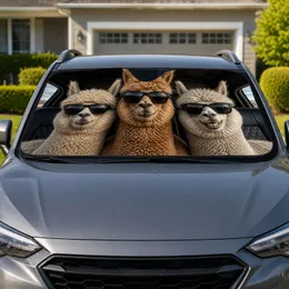 Cool Sunglasses Alpaca Trio for Funny Road Trips and Animal Lover Driver Gift Ideas Car Sunshade