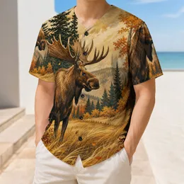Autumn Bull Moose Forest Scene For Outdoor Sports Game Days And Fall Adventure Lovers Baseball Jersey