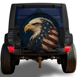 Bald Eagle American Flag Patriotic Camping Road Trip Decor for RV Truck Trailer Owners Spare Tire Cover