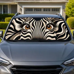 Wide-Eyed Zebra Face Style for Safari Road Trips, Wildlife Fans, and Animal Lovers Car Sunshade