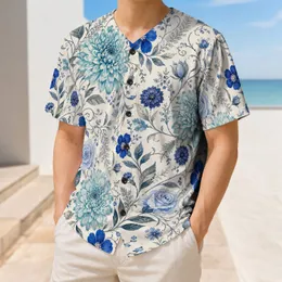 Blue Botanical Florals For Beach Travel, Resort Vacations And Coastal Summer Getaways Baseball Jersey