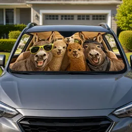 Funny Donkey And Alpaca Road Trip Crew For Summer Commutes And Travel Lovers Gifts Car Sunshade