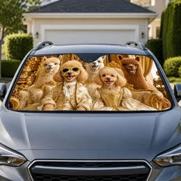 Royal Poodles And Alpacas For Luxe Pet Lovers And Elegant Road Trip Travel Decor Car Sunshade
