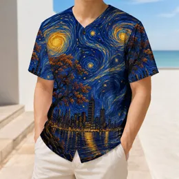 Starry Night City Waterfront Skyline For Game Day Streetwear And Art Loving Fans Baseball Jersey