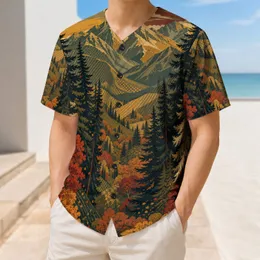 Autumn Mountain Forest Conifers For Outdoor Leisure And Vintage Style Nature Fans Baseball Jersey