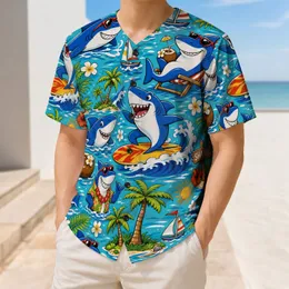 Tropical Cartoon Sharks And Surfboards For Beach Vacations And Summer Ocean Lovers Baseball Jersey