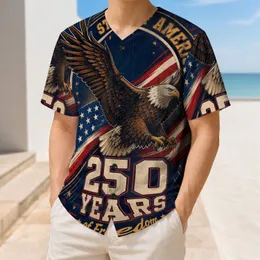 Bald Eagle American Flag 250 Years Freedom Memorial Day Fourth Of July Men's Wear Baseball Jersey