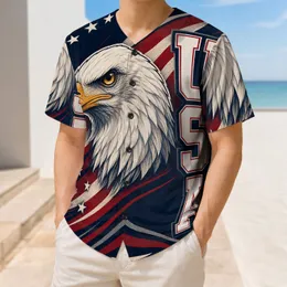 Bald Eagle USA Stars And Stripes Patriotic Game Day Fourth Of July Sportswear For Men Baseball Jersey