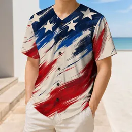 Patriotic American Flag Brushstroke Stars For Fourth Of July Sports And Casual Wear Baseball Jersey