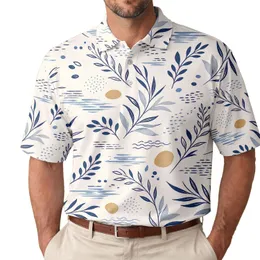 Navy Botanical Coastal Motifs For Resort Days, Beach Trips And Casual Summer Outings Men's Polo Shirt