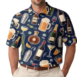 Cocktail And Beer Bottle Party Drink Icons For Nightlife Festivals And Bar Lovers Style Men's Polo Shirt