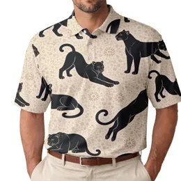 Black Panther Safari Cats for Resort Travel, Date Nights and Casual Weekend Wear Men's Polo Shirt
