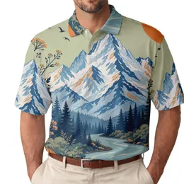 Alpine Mountain Camping Tent River Scene For Hiking Trips And Outdoor Adventure Lovers Men's Polo Shirt