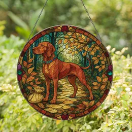 Hungarian Vizsla Stained Glass Woodland Decor For Dog Lovers And Autumn Home Styling Stained Glass Suncatcher