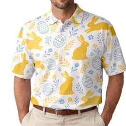 Golden Rabbit Easter Egg Floral Spring Garden Celebration For Women And Men Gift Men's Polo Shirt