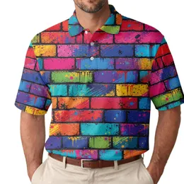 Colorful Graffiti Brick Wall Streetwear Style For Music Festivals And Urban Art Fans Men's Polo Shirt