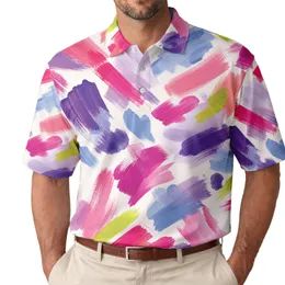 Colorful Abstract Brushstrokes For Resort Vacations, Art Lovers, And Casual Summer Style Men's Polo Shirt