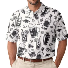 Cocktail And Beer Glass Celebration Icons For Parties, Weddings And Nightlife Lovers Men's Polo Shirt