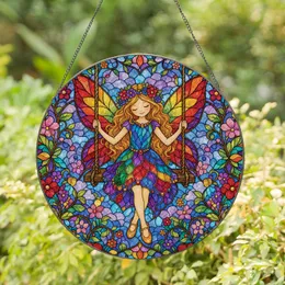 Stained Glass Fairy Girl On Swing Window Decor For Garden Lovers And Spring Gifts Stained Glass Suncatcher