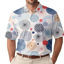 Colorful Abstract Circle Motifs For Summer Beach Parties And Casual Daily Wear Men Men's Polo Shirt