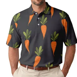 Orange Carrots On Charcoal For Gardeners Casual Summer Wear And Farmers Market Days Men's Polo Shirt