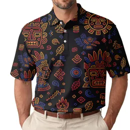 Ancient Mesoamerican Totem Glyphs For Festivals, Beach Trips And Everyday Streetwear Style Men's Polo Shirt