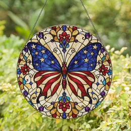 Patriotic Stained Glass Butterfly Window Decor For July Fourth Home Party Displays Stained Glass Suncatcher