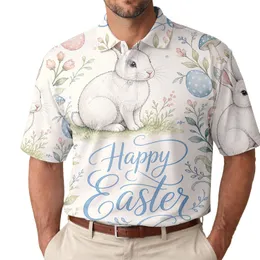 Watercolor Bunny Happy Easter Garden for Spring Brunches and Family Celebrations Men's Polo Shirt