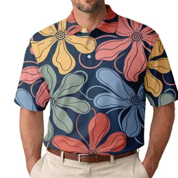 Abstract Floral Navy Garden For Beach Dates, Resort Trips And Casual Weekend Wear Men's Polo Shirt