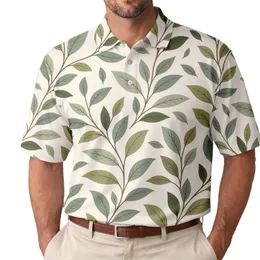 Green Botanical Vine And Leaf Garden Resort Style For Casual Summer Weekend Outfits Men Men's Polo Shirt