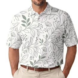 Sage Green Botanical Leaves And Vines For Coastal Garden Travel And Casual Style Men's Polo Shirt