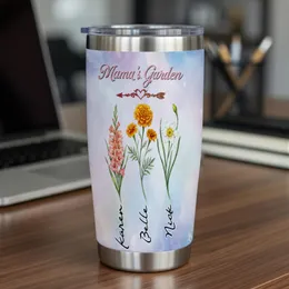 Personalized Birth Month Flower Stainless Tumbler 20oz Mother's Day Gift