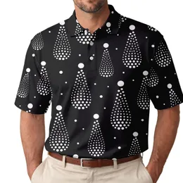 Black And White Geometric Polka Dot Motif For Modern Casual Streetwear Style Men Men's Polo Shirt