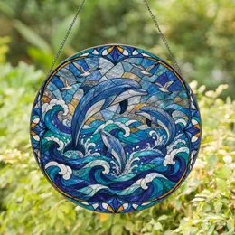 Leaping Dolphins Ocean Stained Glass Decor For Coastal Home And Beach House Lovers Stained Glass Suncatcher