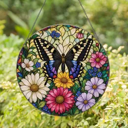 Stained Glass Swallowtail Butterfly Garden Decor for Spring Gift and Window Display Stained Glass Suncatcher