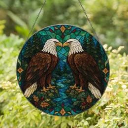 Bald Eagle Stained Glass Pair for Patriotic Cabin Window Decor and Bird Lover Gifts Stained Glass Suncatcher