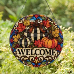 Stained Glass Pumpkin Welcome Mosaic For Thanksgiving Harvest Kitchen And Porch Decor Stained Glass Suncatcher