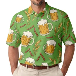 Beer Steins, Barley And Snack Sticks For Oktoberfest Pub Garden Party Celebrations Men's Polo Shirt