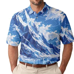 Alpine Glacier Lake Mountain Scene For Outdoor Travel Style And Weekend Wear Men Men's Polo Shirt