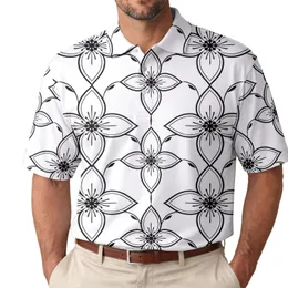 Black Botanical Trellis Floral Resort Style For Beach Dates And Summer Travel Men's Polo Shirt