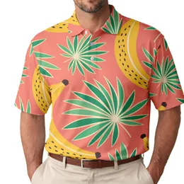 Golden Banana And Palm Leaf Tropical Vacation Style For Men, Women And Beach Lovers Men's Polo Shirt