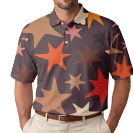 Seventies Retro Burst Stars For Festivals, Weekend Style And Everyday Casual Wear Men's Polo Shirt