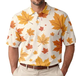 Scattered Autumn Maple Leaves for Resort Vacations, Beach Trips and Casual Menswear Men's Polo Shirt