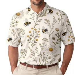 Botanical Bumblebees And Daisies For Garden Parties And Outdoor Summer Getaways Men's Polo Shirt
